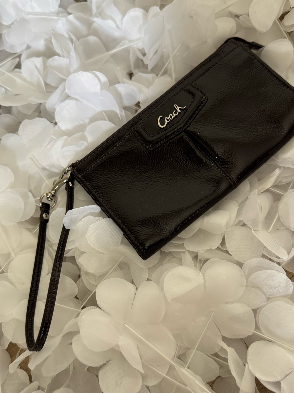 Coach Dark Burgundy Patent Leather Wristlet